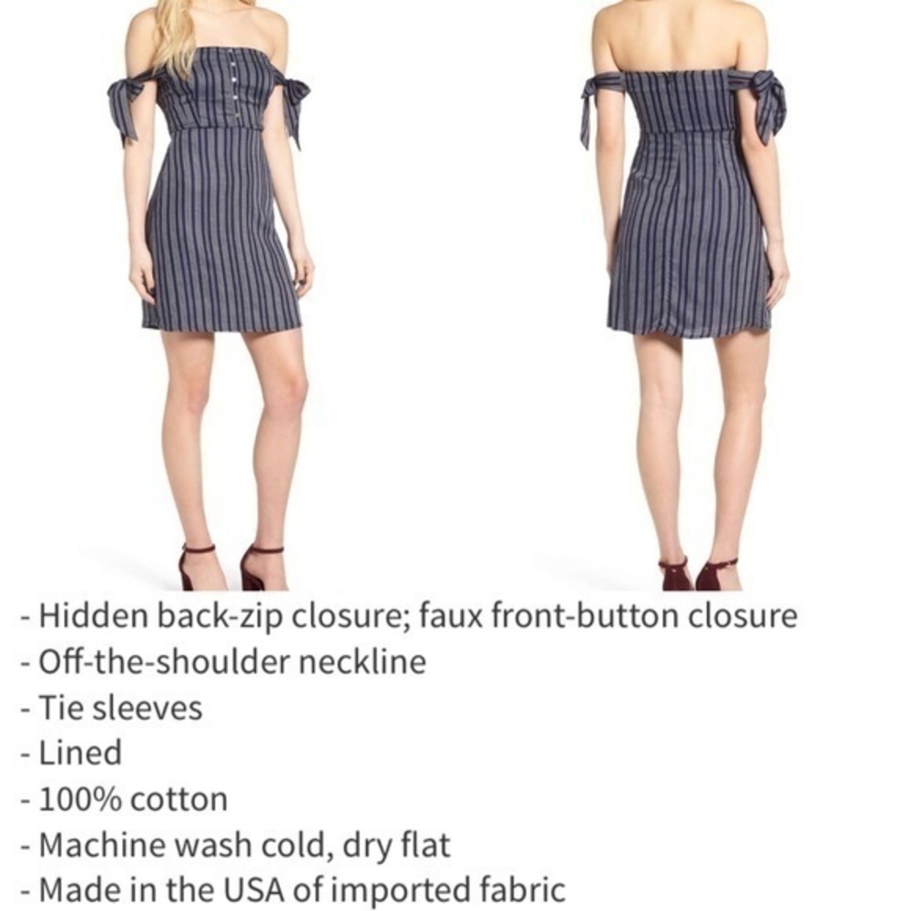 Off the shoulder strip navy blue dress - Picture 3 of 3